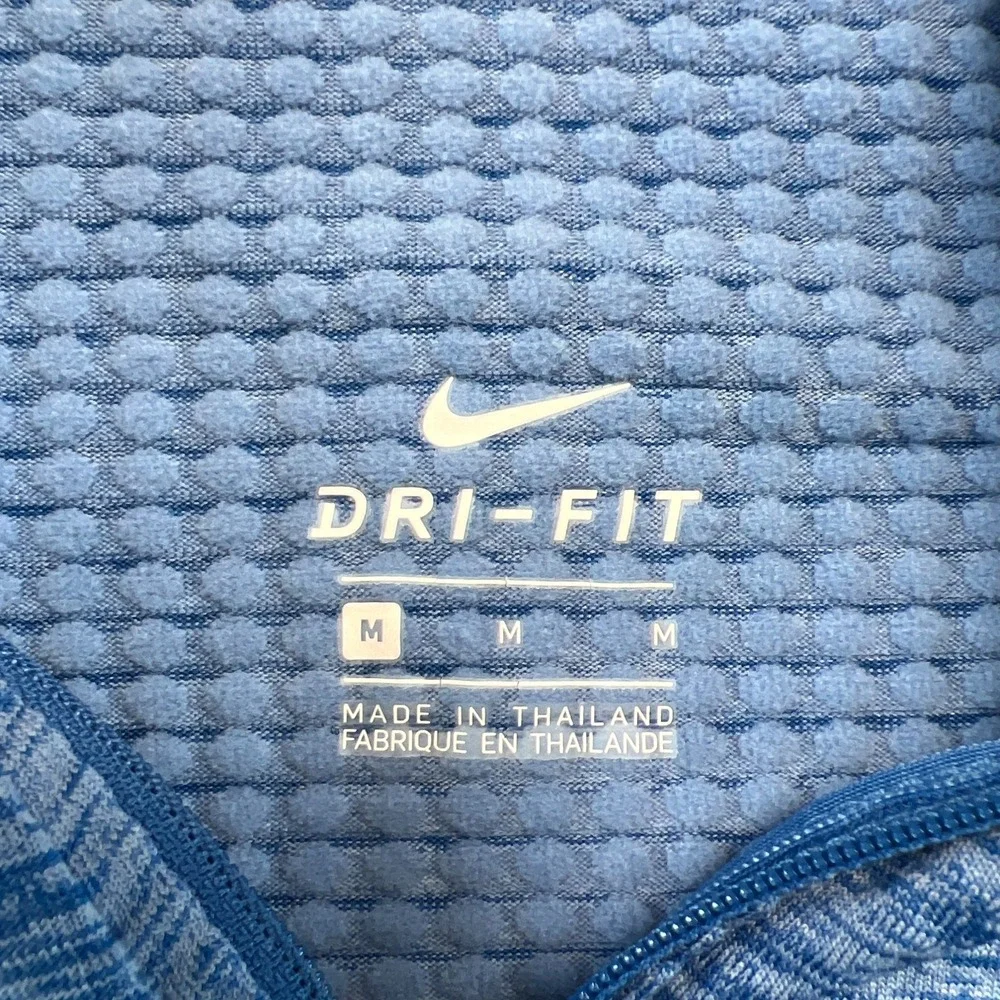 Nike Dri Fit Athletic Top Womens Medium Heathered Blue Stretch 1/4 Zip Pullover